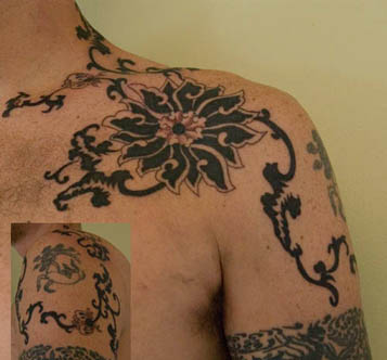 Tribal Tattoo Flowers on Chest